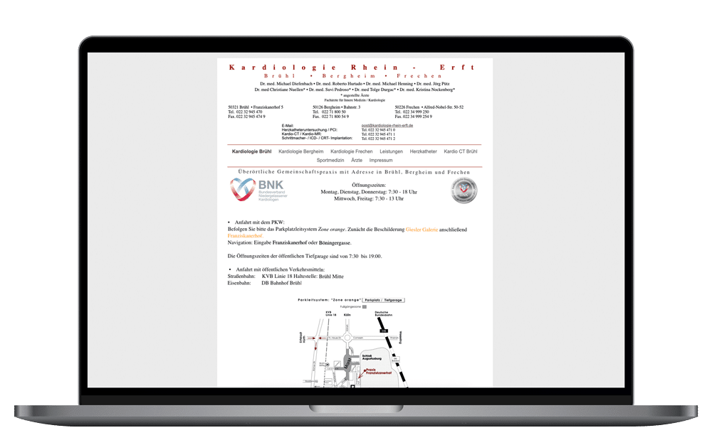 Alte Webseite von kardiologie-rhein-erft.de